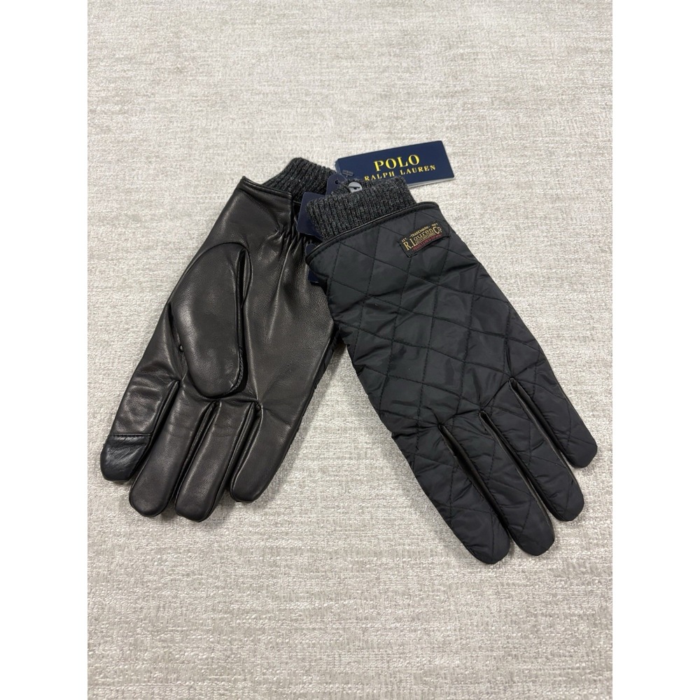 NEW Polo Ralph Lauren Men's Quilted Touch Screen Field Gloves Size Large Black
